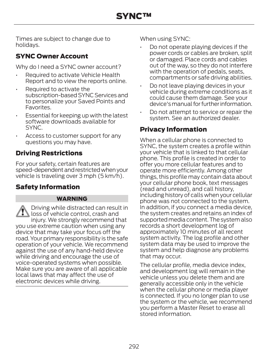 Sync | FORD 2013 C-MAX Hybrid v.1 User Manual | Page 295 / 446