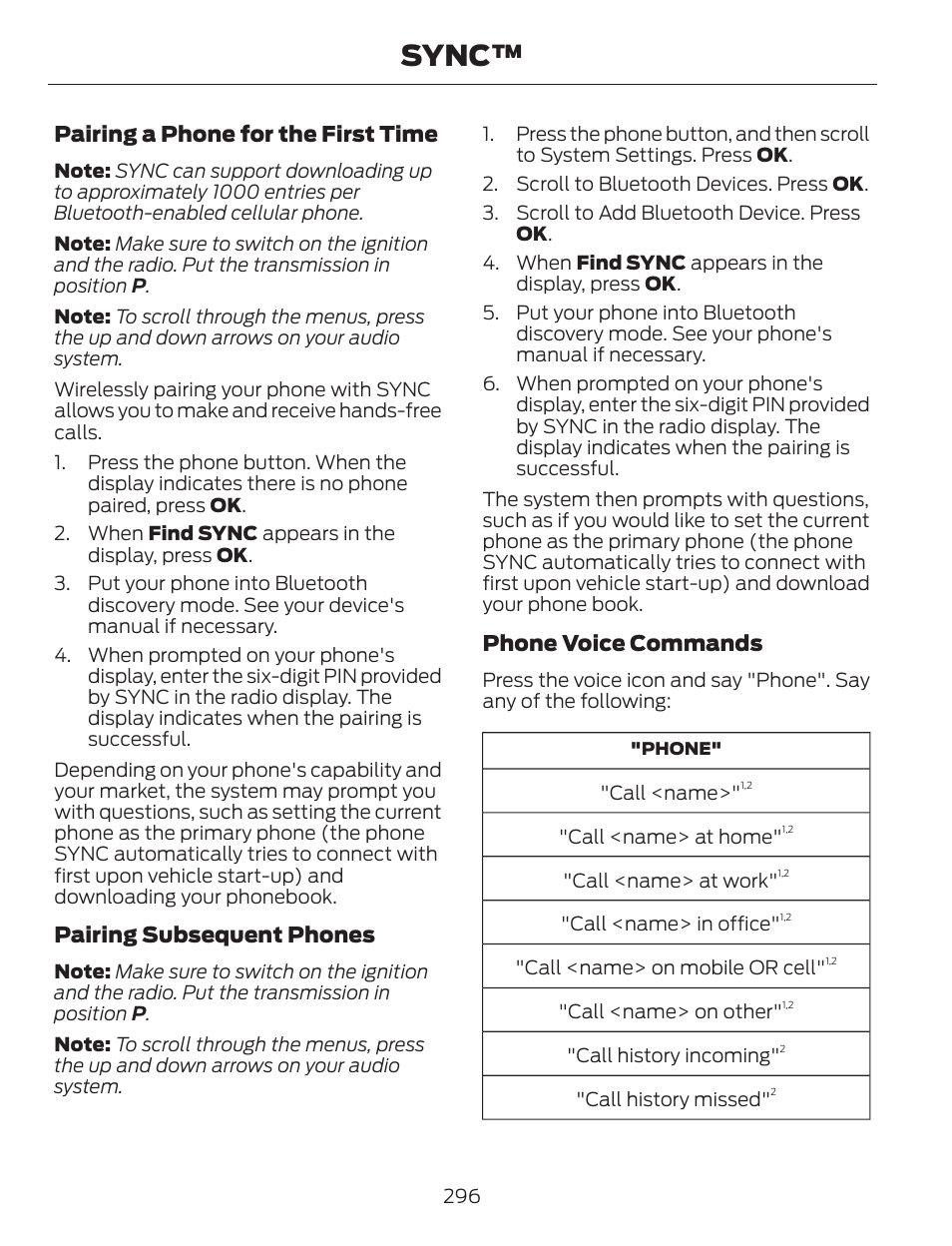 Sync | FORD 2013 C-MAX Hybrid v.1 User Manual | Page 299 / 446