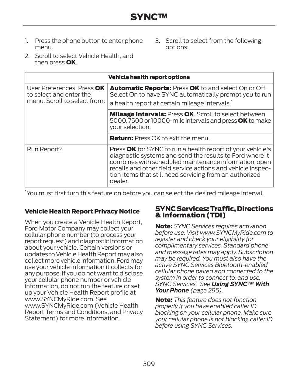 Sync | FORD 2013 C-MAX Hybrid v.1 User Manual | Page 312 / 446