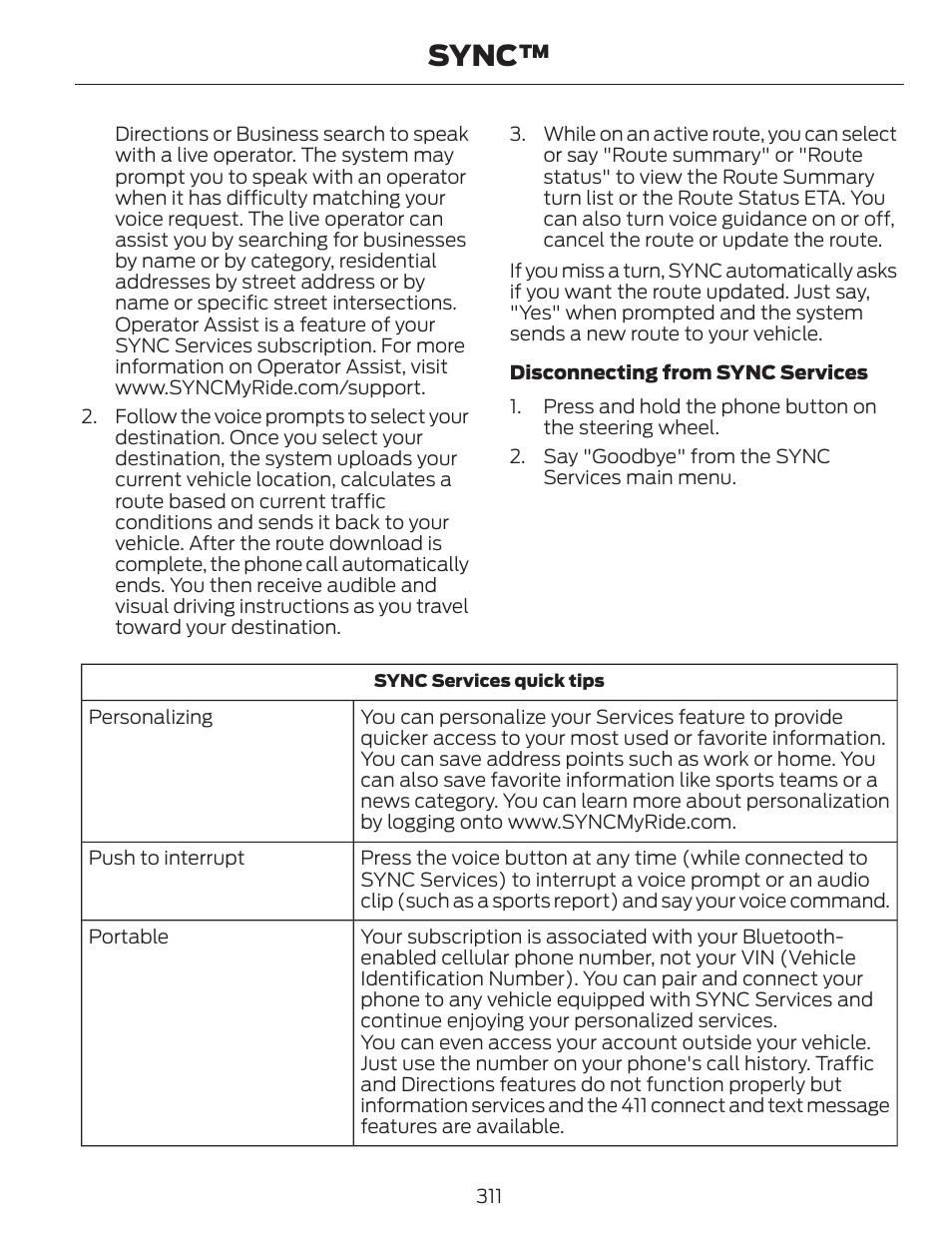 Sync | FORD 2013 C-MAX Hybrid v.1 User Manual | Page 314 / 446