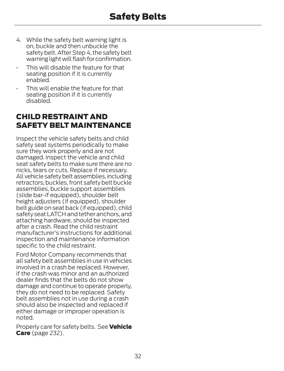 Safety belts, Child restraint and safety belt maintenance | FORD 2013 C-MAX Hybrid v.1 User Manual | Page 35 / 446