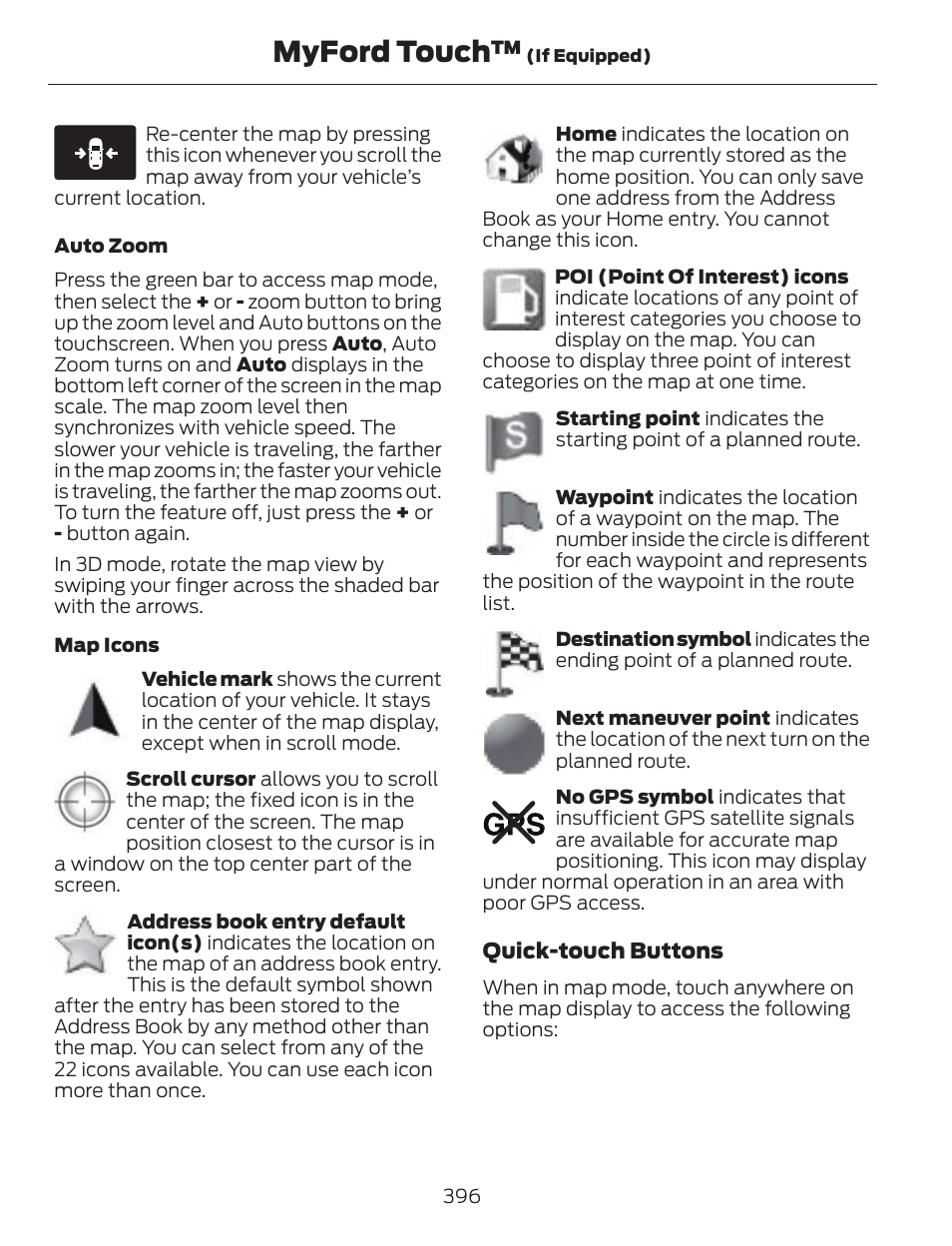 Myford touch, Quick-touch buttons | FORD 2013 C-MAX Hybrid v.1 User Manual | Page 399 / 446