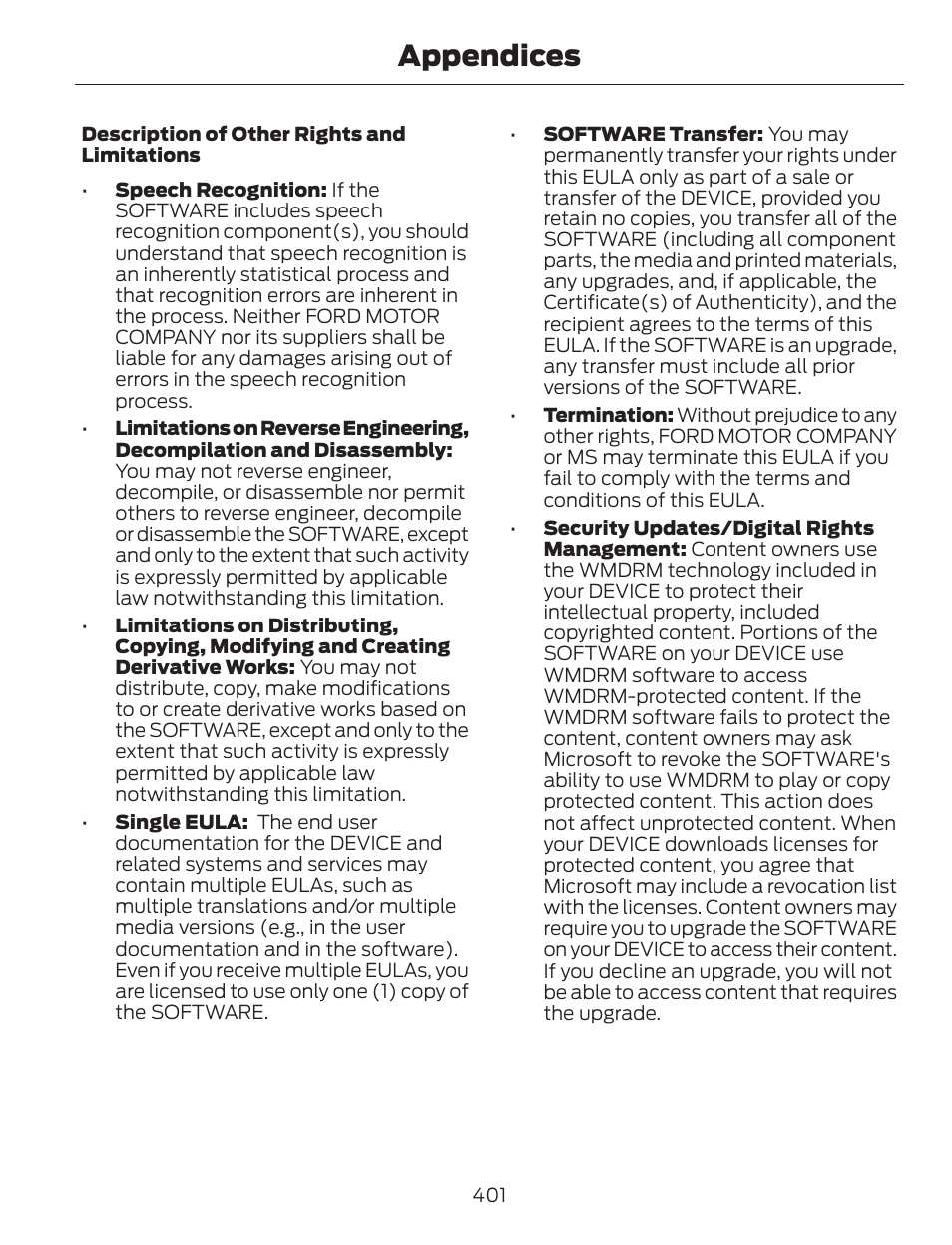 Appendices | FORD 2013 C-MAX Hybrid v.1 User Manual | Page 404 / 446