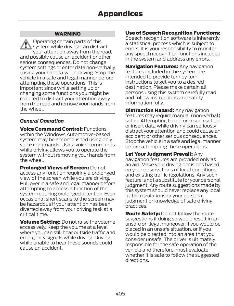 Appendices | FORD 2013 C-MAX Hybrid v.1 User Manual | Page 408 / 446
