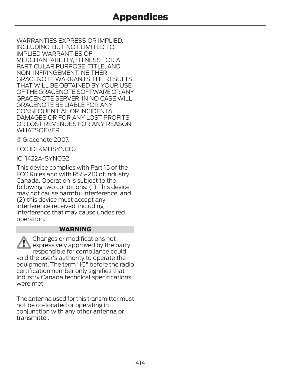 Appendices | FORD 2013 C-MAX Hybrid v.1 User Manual | Page 417 / 446