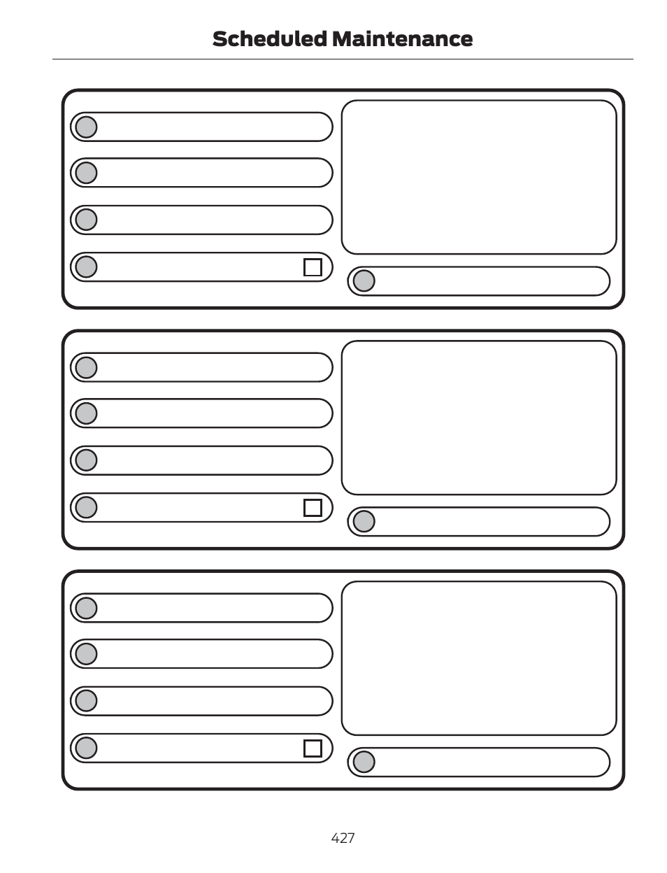 Dealer stamp, Scheduled maintenance | FORD 2013 C-MAX Hybrid v.1 User Manual | Page 430 / 446