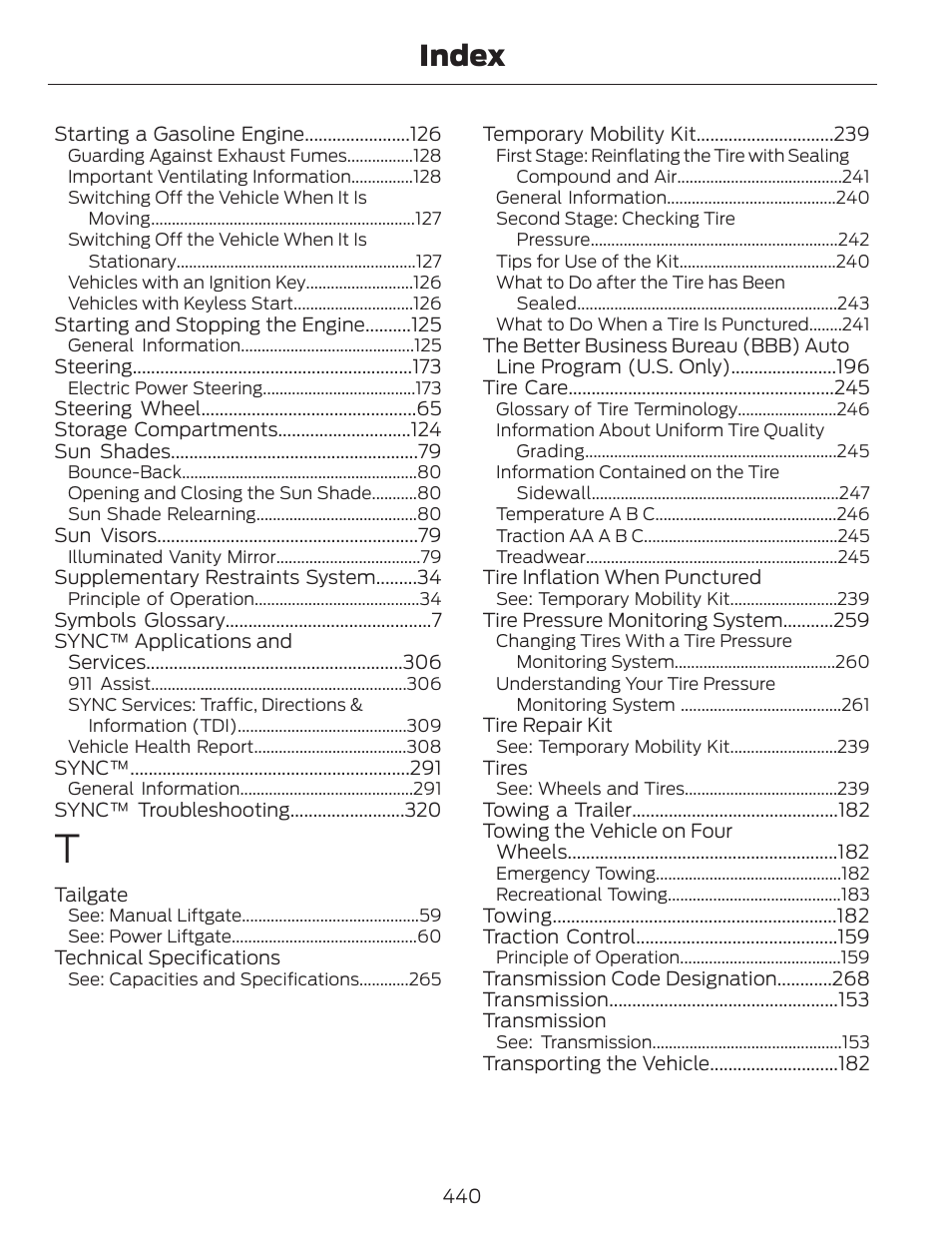 Index | FORD 2013 C-MAX Hybrid v.1 User Manual | Page 443 / 446