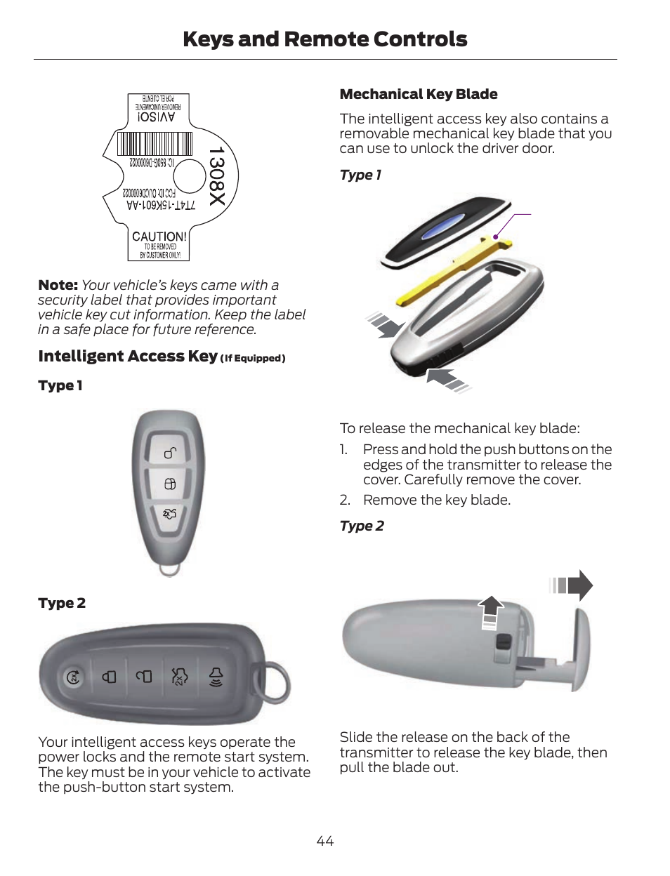 Keys and remote controls | FORD 2013 C-MAX Hybrid v.1 User Manual | Page 47 / 446