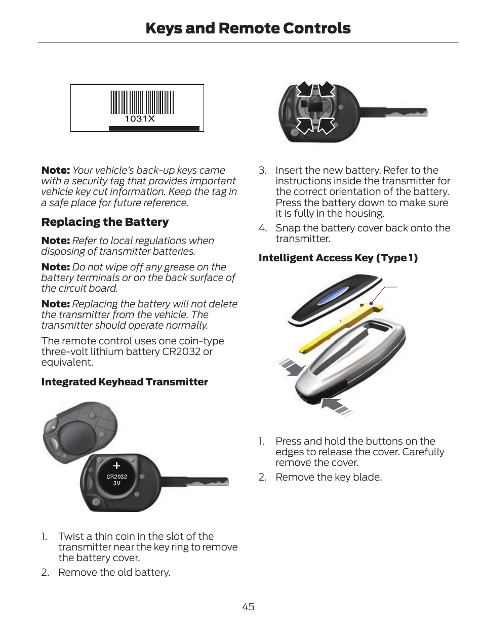 Keys and remote controls | FORD 2013 C-MAX Hybrid v.1 User Manual | Page 48 / 446