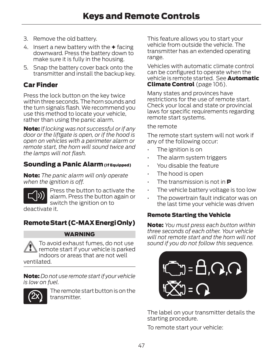 Keys and remote controls | FORD 2013 C-MAX Hybrid v.1 User Manual | Page 50 / 446