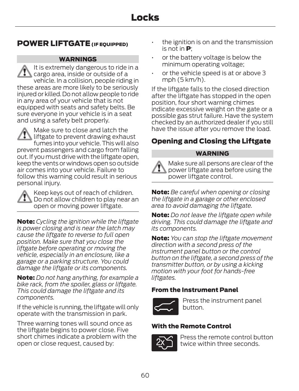 Locks, Power liftgate | FORD 2013 C-MAX Hybrid v.1 User Manual | Page 63 / 446