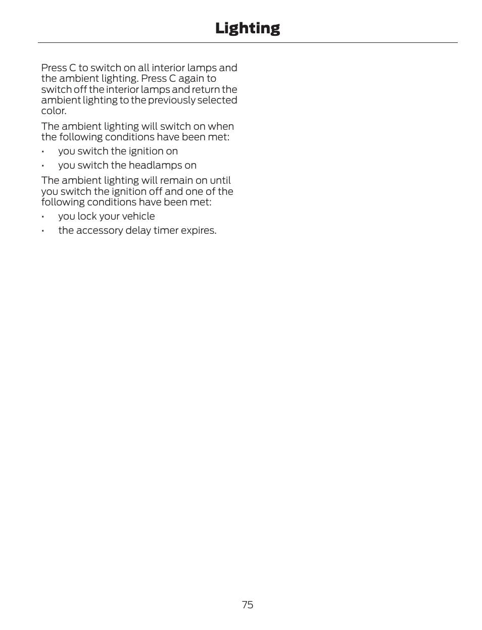 Lighting | FORD 2013 C-MAX Hybrid v.1 User Manual | Page 78 / 446