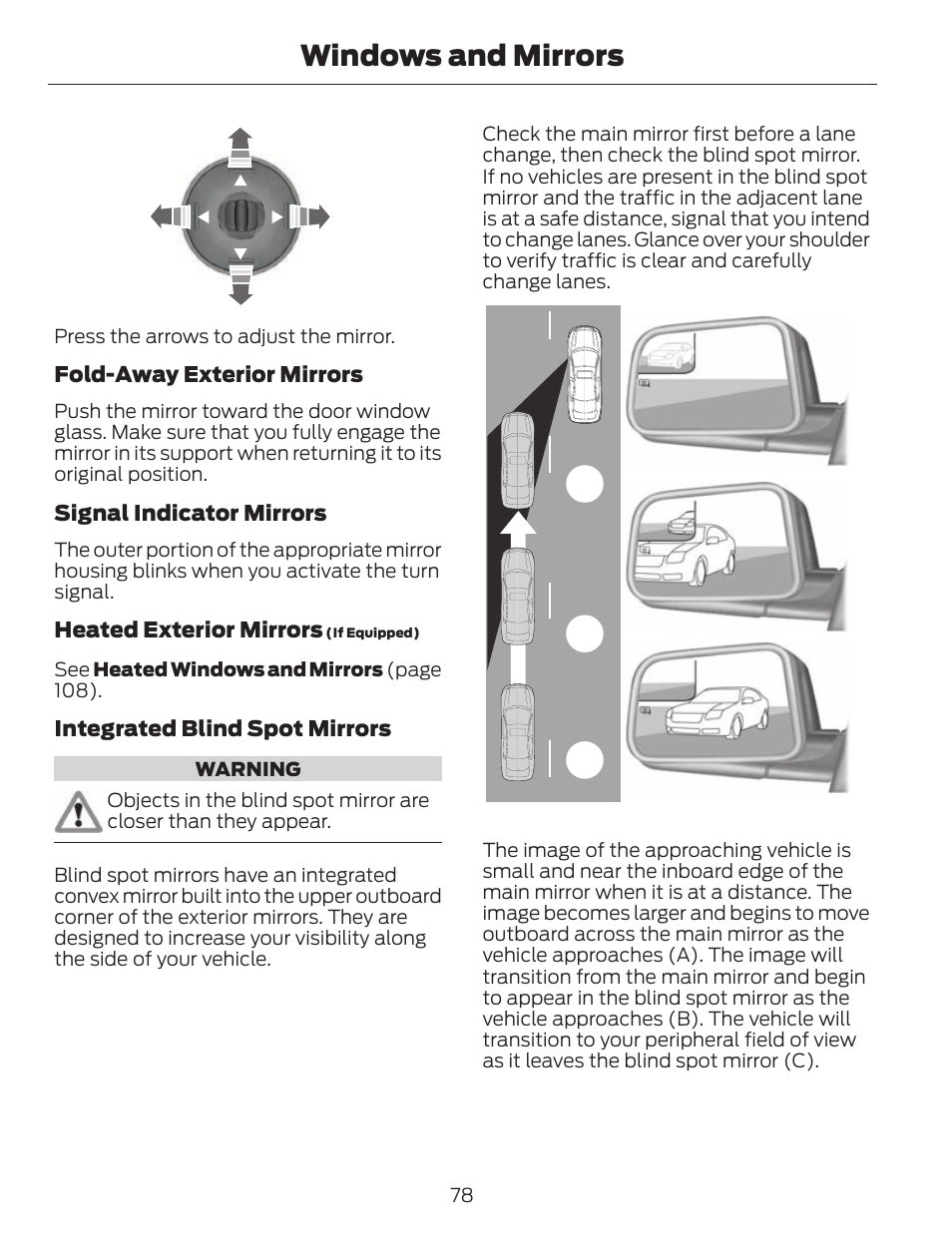 Windows and mirrors, Ab c | FORD 2013 C-MAX Hybrid v.1 User Manual | Page 81 / 446