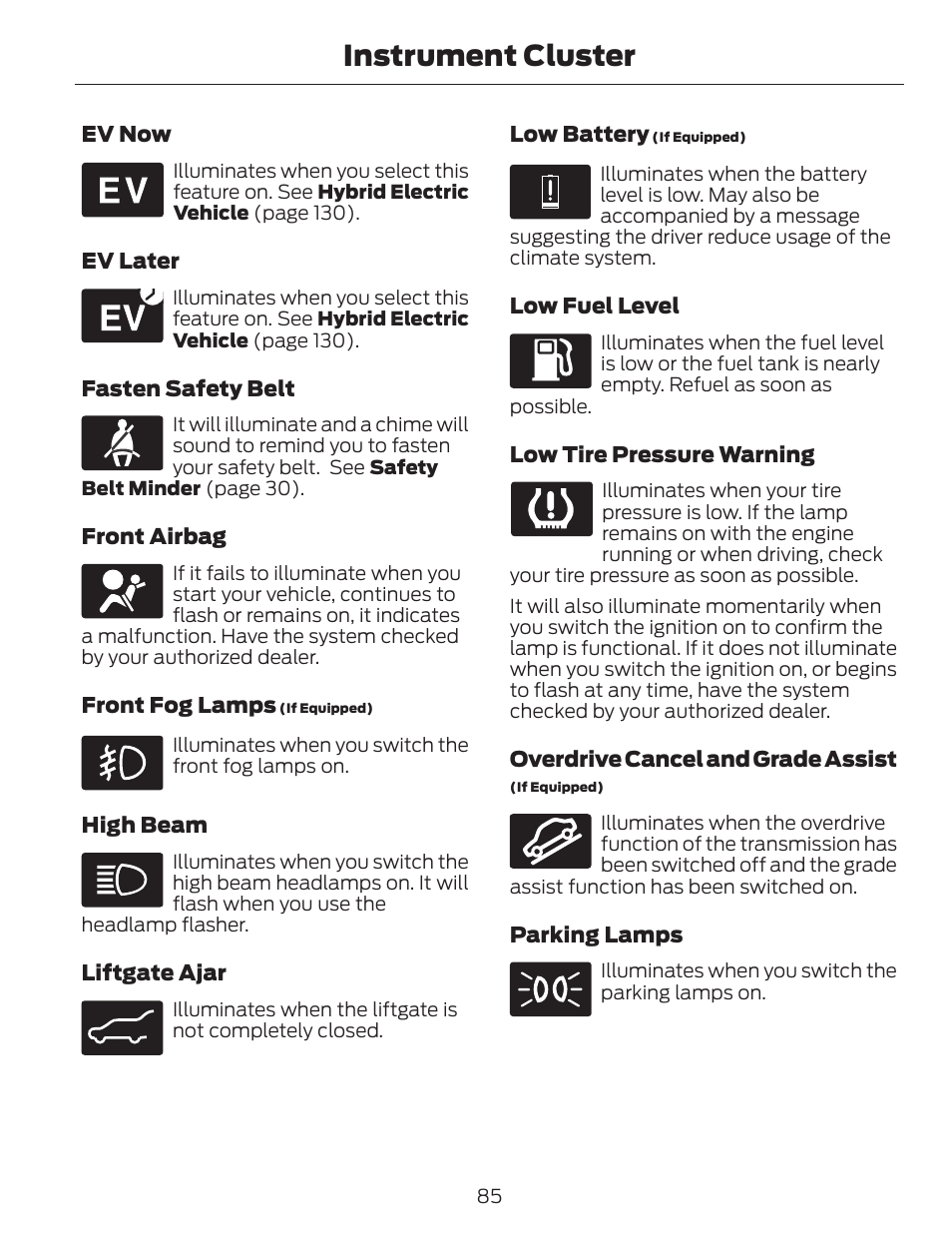 Instrument cluster | FORD 2013 C-MAX Hybrid v.1 User Manual | Page 88 / 446