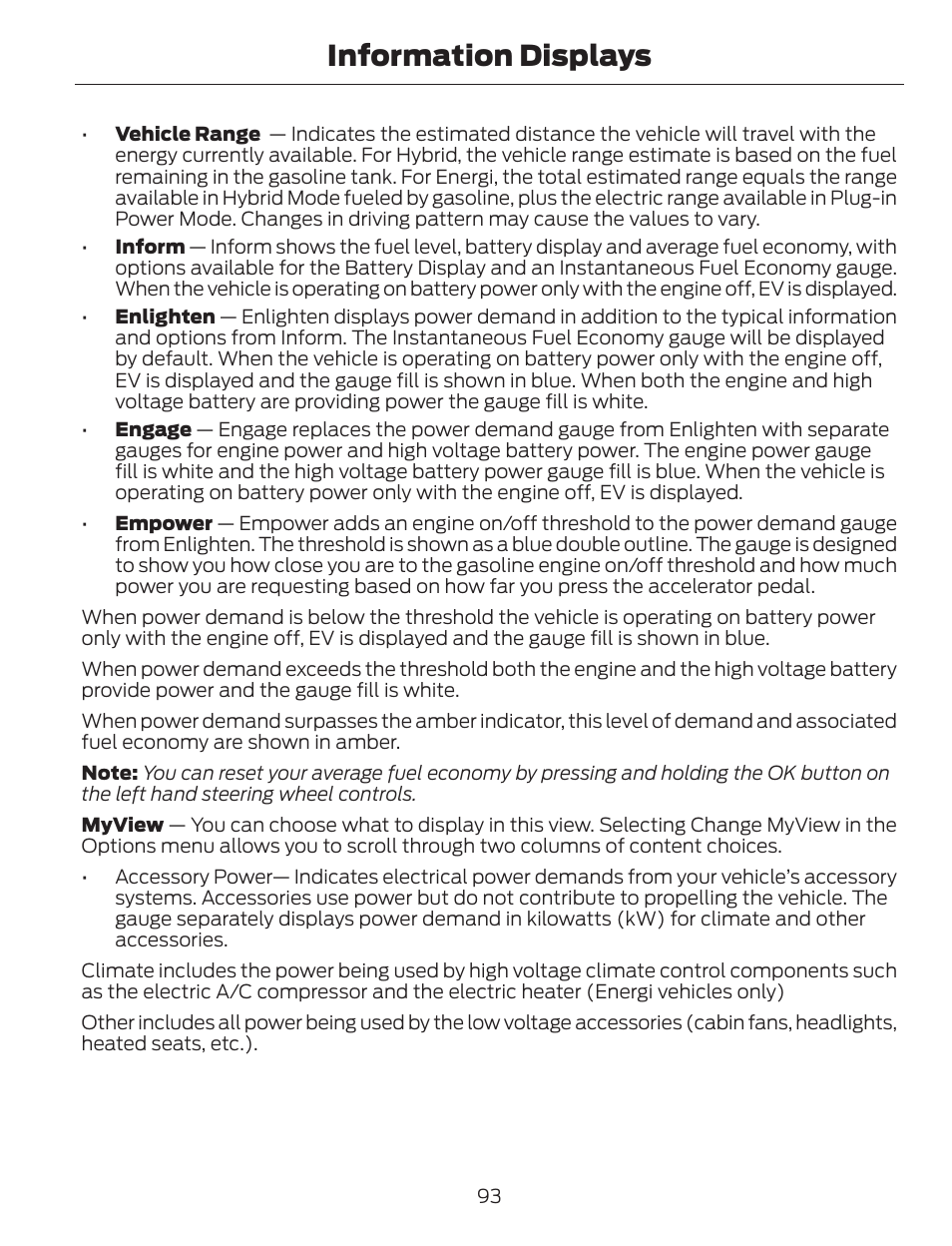 Information displays | FORD 2013 C-MAX Hybrid v.1 User Manual | Page 96 / 446