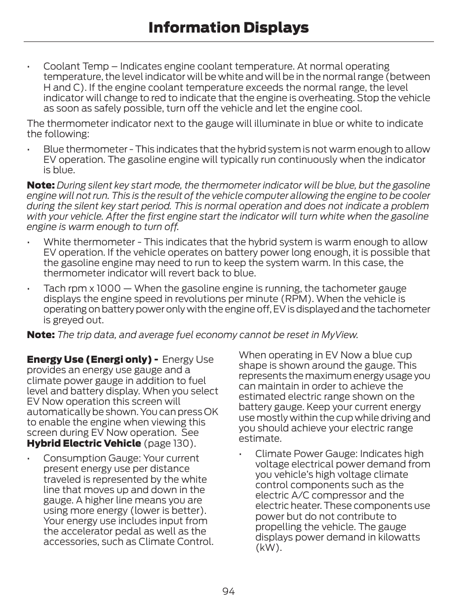 Information displays | FORD 2013 C-MAX Hybrid v.1 User Manual | Page 97 / 446