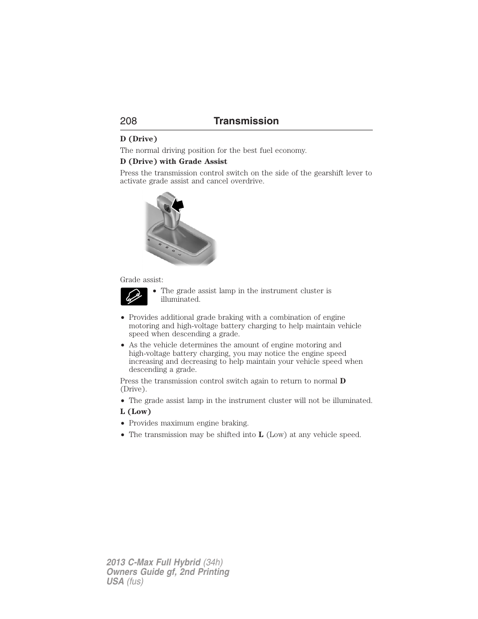 208 transmission | FORD 2013 C-MAX Hybrid v.2 User Manual | Page 209 / 524