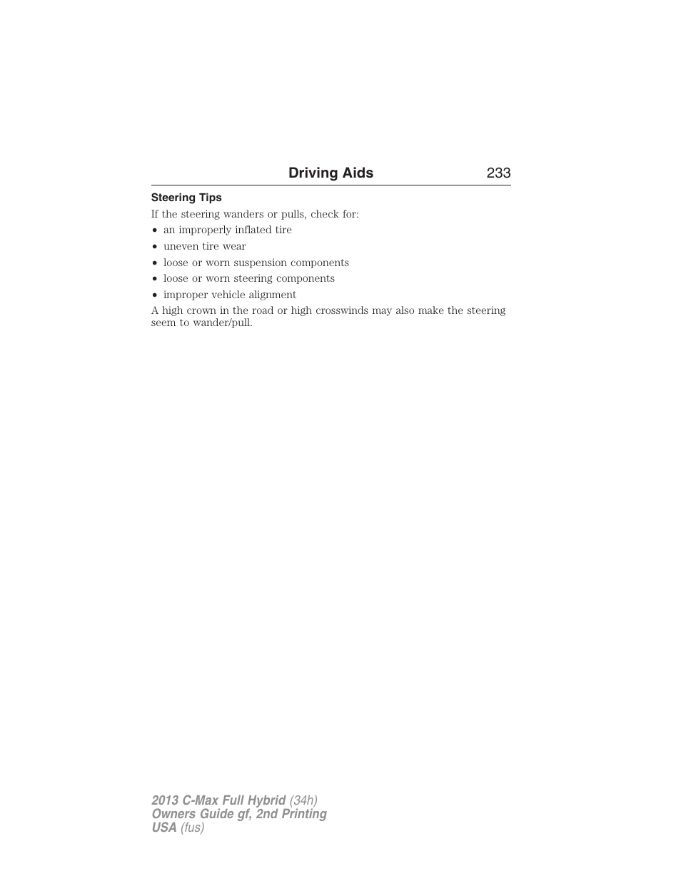 Steering tips | FORD 2013 C-MAX Hybrid v.2 User Manual | Page 234 / 524