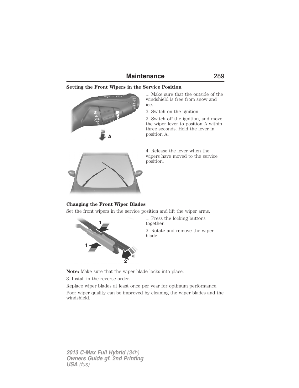 Maintenance 289 | FORD 2013 C-MAX Hybrid v.2 User Manual | Page 290 / 524
