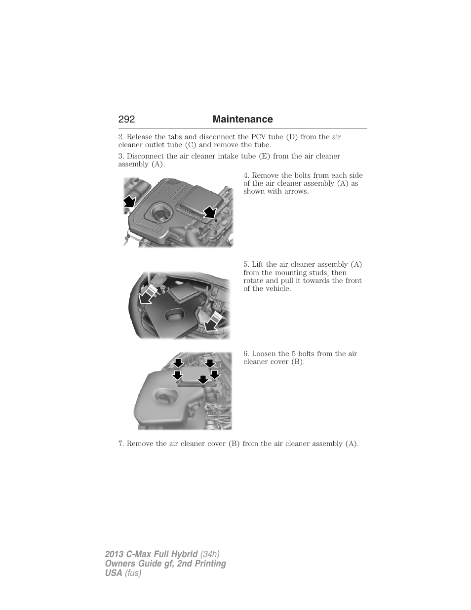 292 maintenance | FORD 2013 C-MAX Hybrid v.2 User Manual | Page 293 / 524