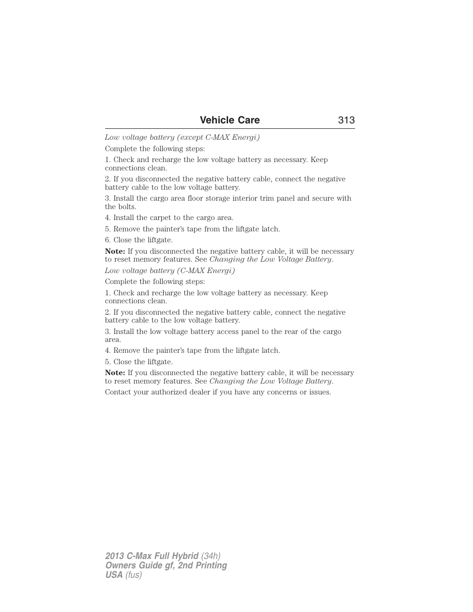 Vehicle care 313 | FORD 2013 C-MAX Hybrid v.2 User Manual | Page 314 / 524