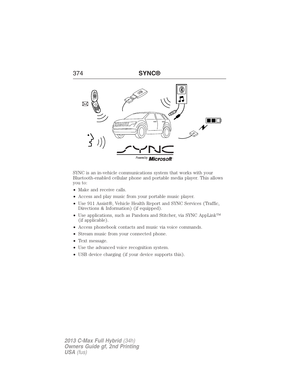 Sync | FORD 2013 C-MAX Hybrid v.2 User Manual | Page 375 / 524