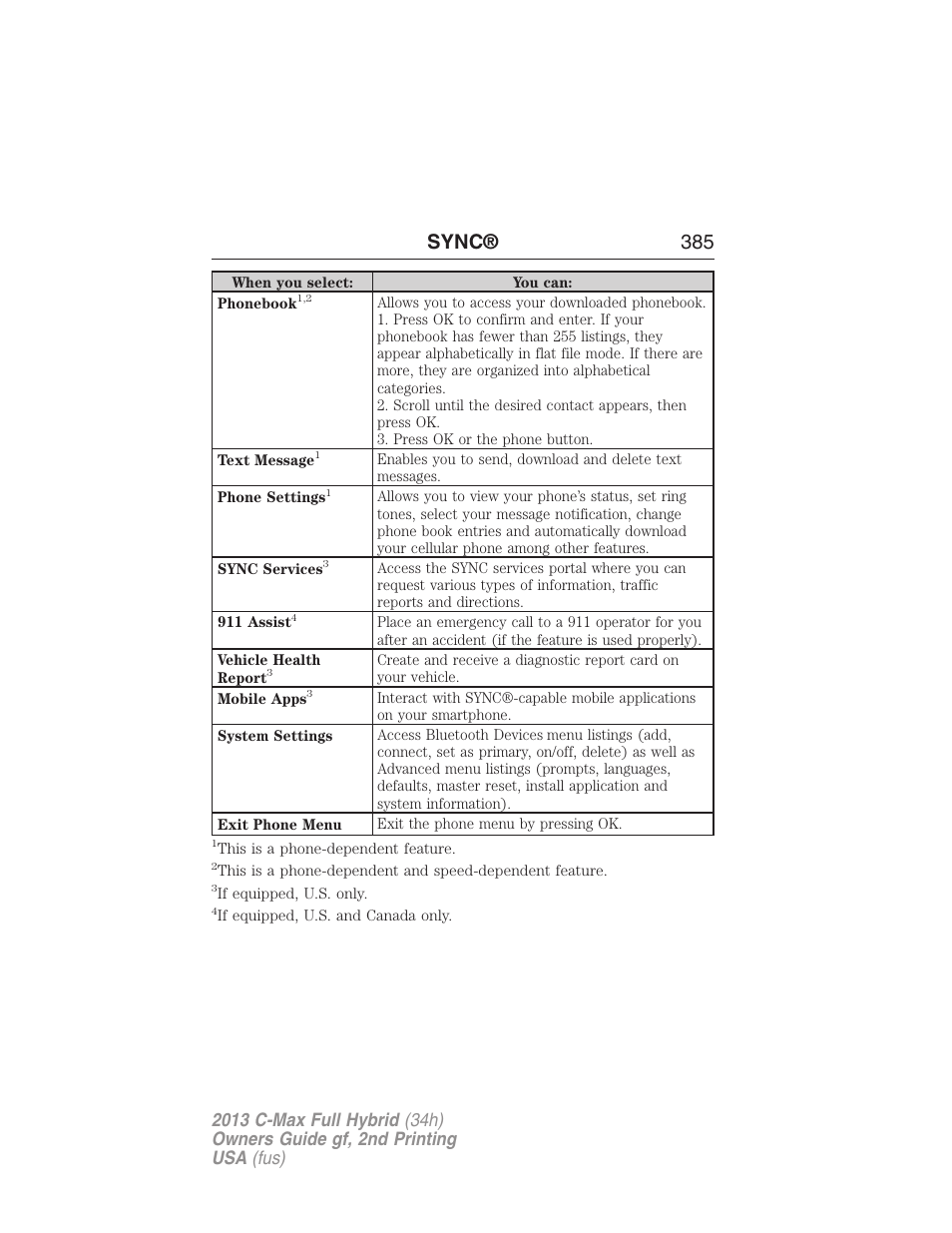 Sync® 385 | FORD 2013 C-MAX Hybrid v.2 User Manual | Page 386 / 524