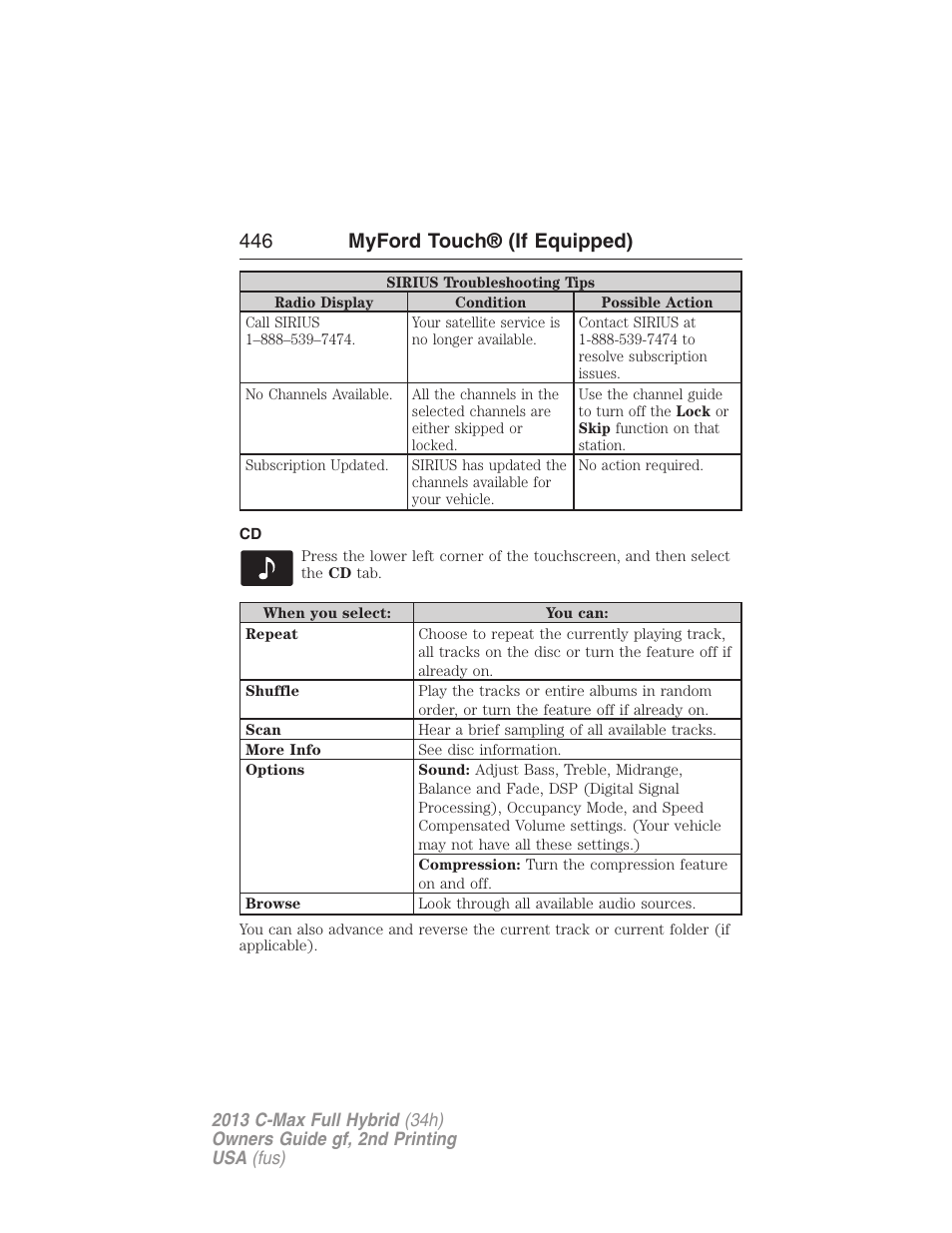 446 myford touch® (if equipped) | FORD 2013 C-MAX Hybrid v.2 User Manual | Page 447 / 524