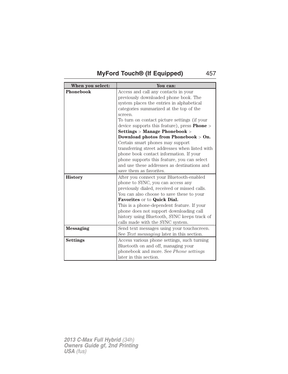 Myford touch® (if equipped) 457 | FORD 2013 C-MAX Hybrid v.2 User Manual | Page 458 / 524