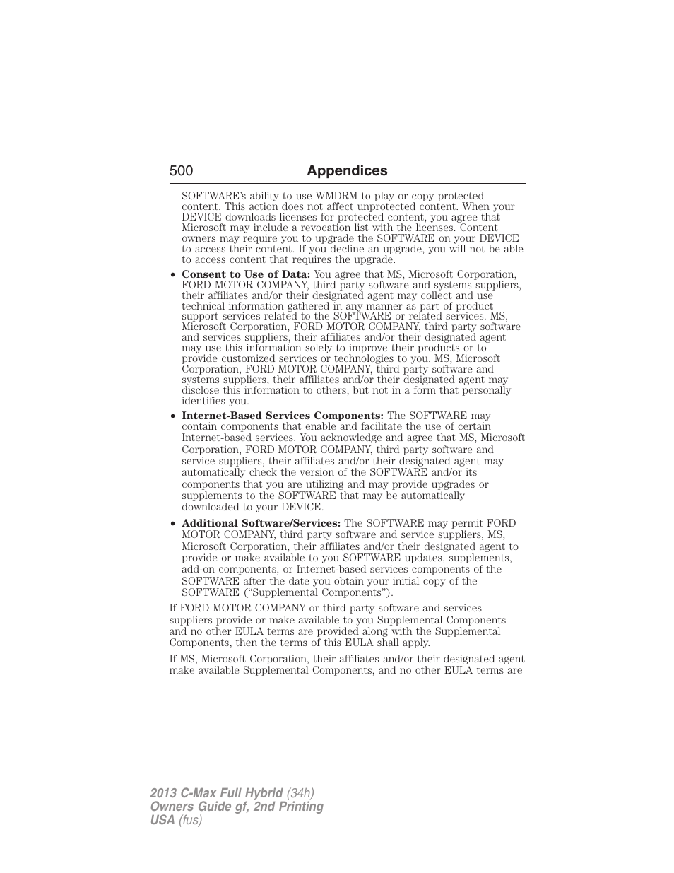 500 appendices | FORD 2013 C-MAX Hybrid v.2 User Manual | Page 501 / 524