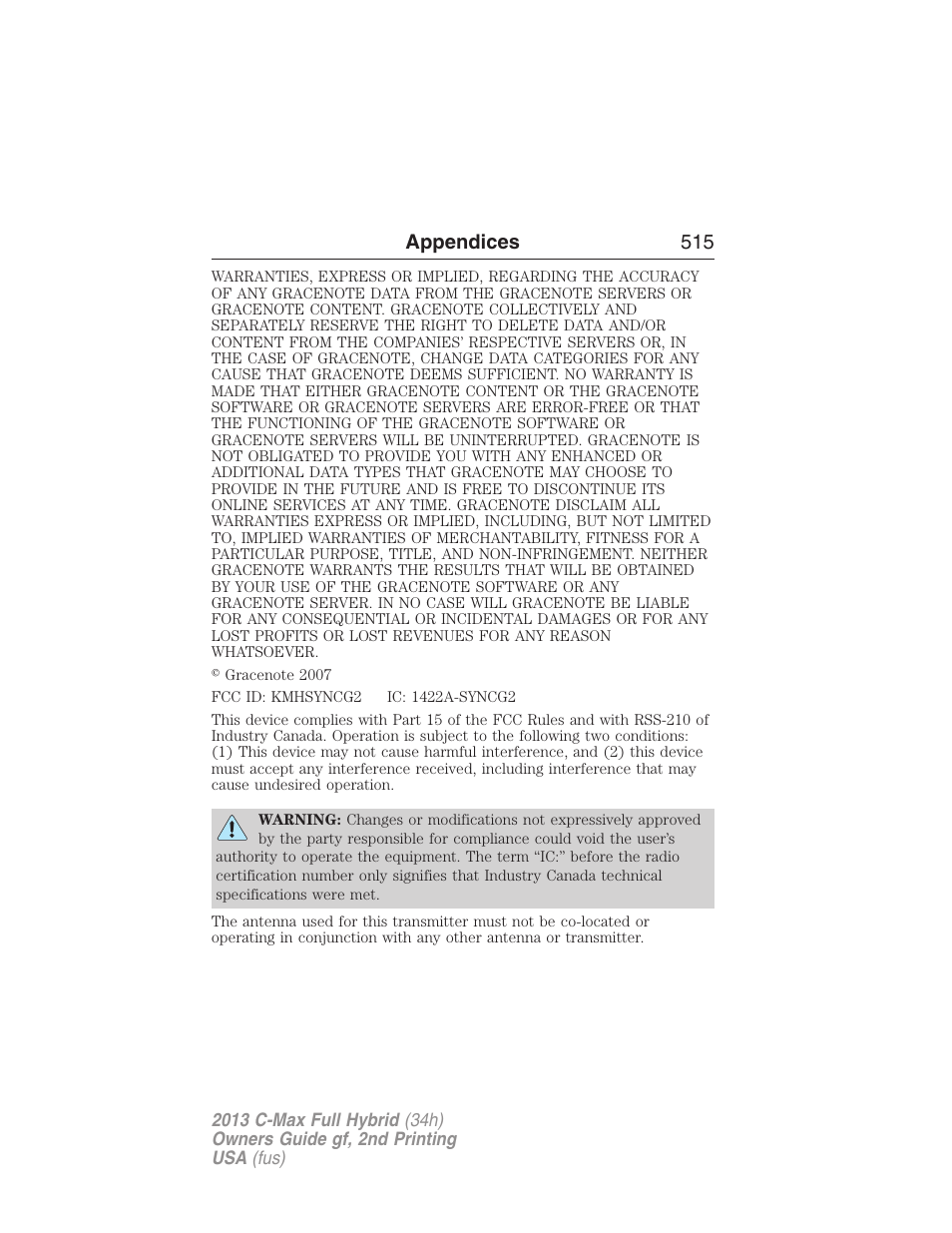 Appendices 515 | FORD 2013 C-MAX Hybrid v.2 User Manual | Page 516 / 524