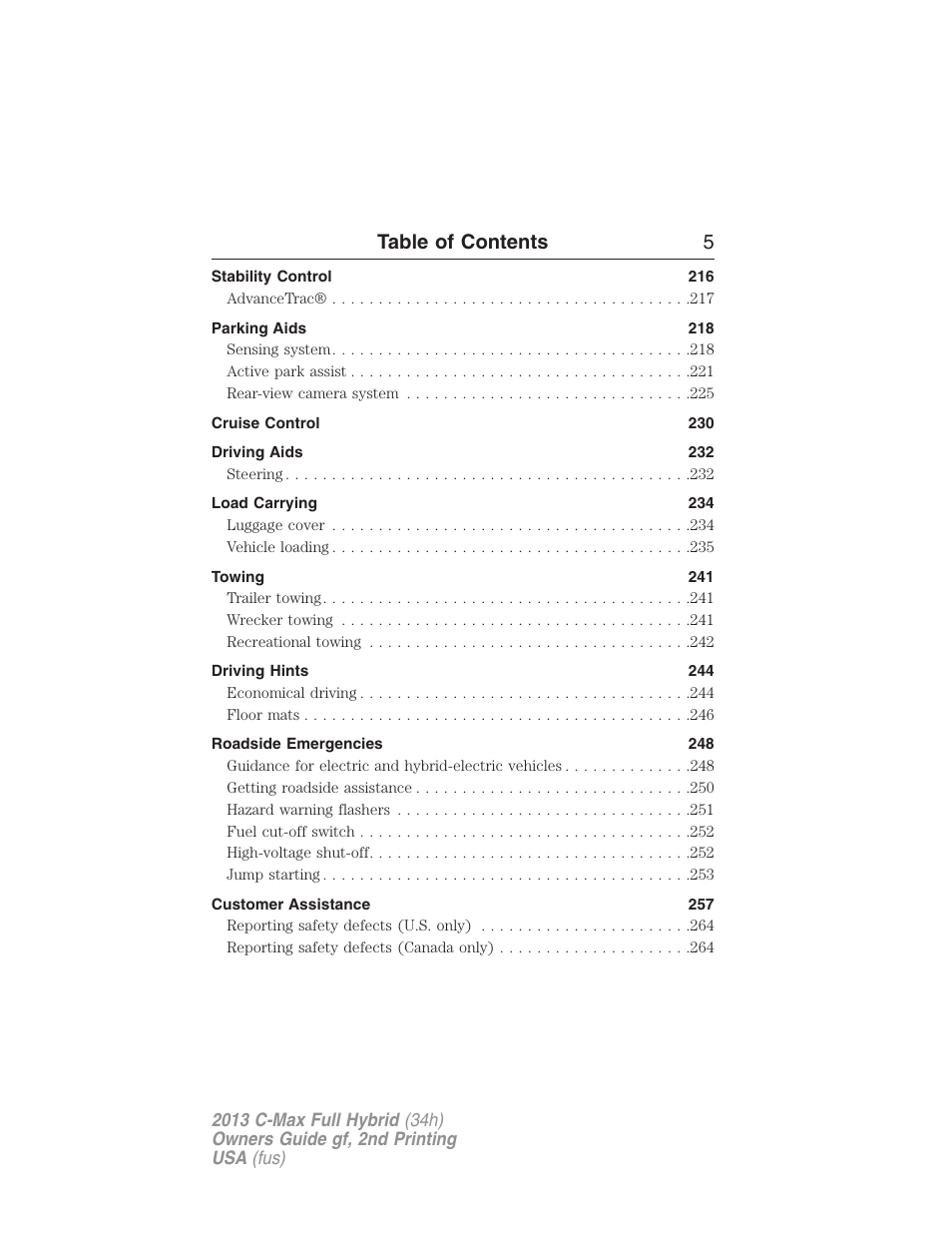 Table of contents 5 | FORD 2013 C-MAX Hybrid v.2 User Manual | Page 6 / 524
