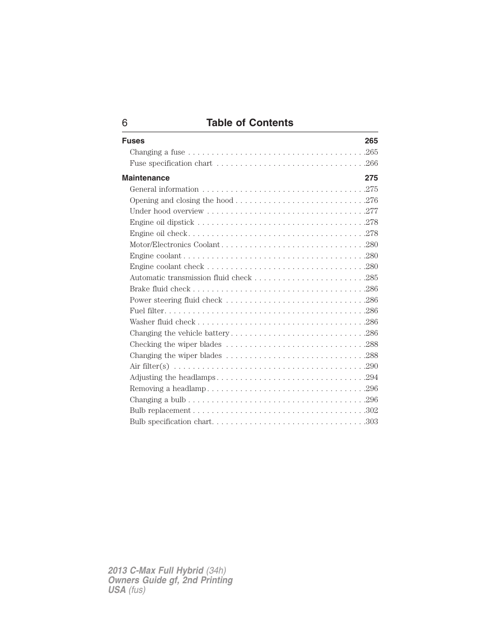 6table of contents | FORD 2013 C-MAX Hybrid v.2 User Manual | Page 7 / 524