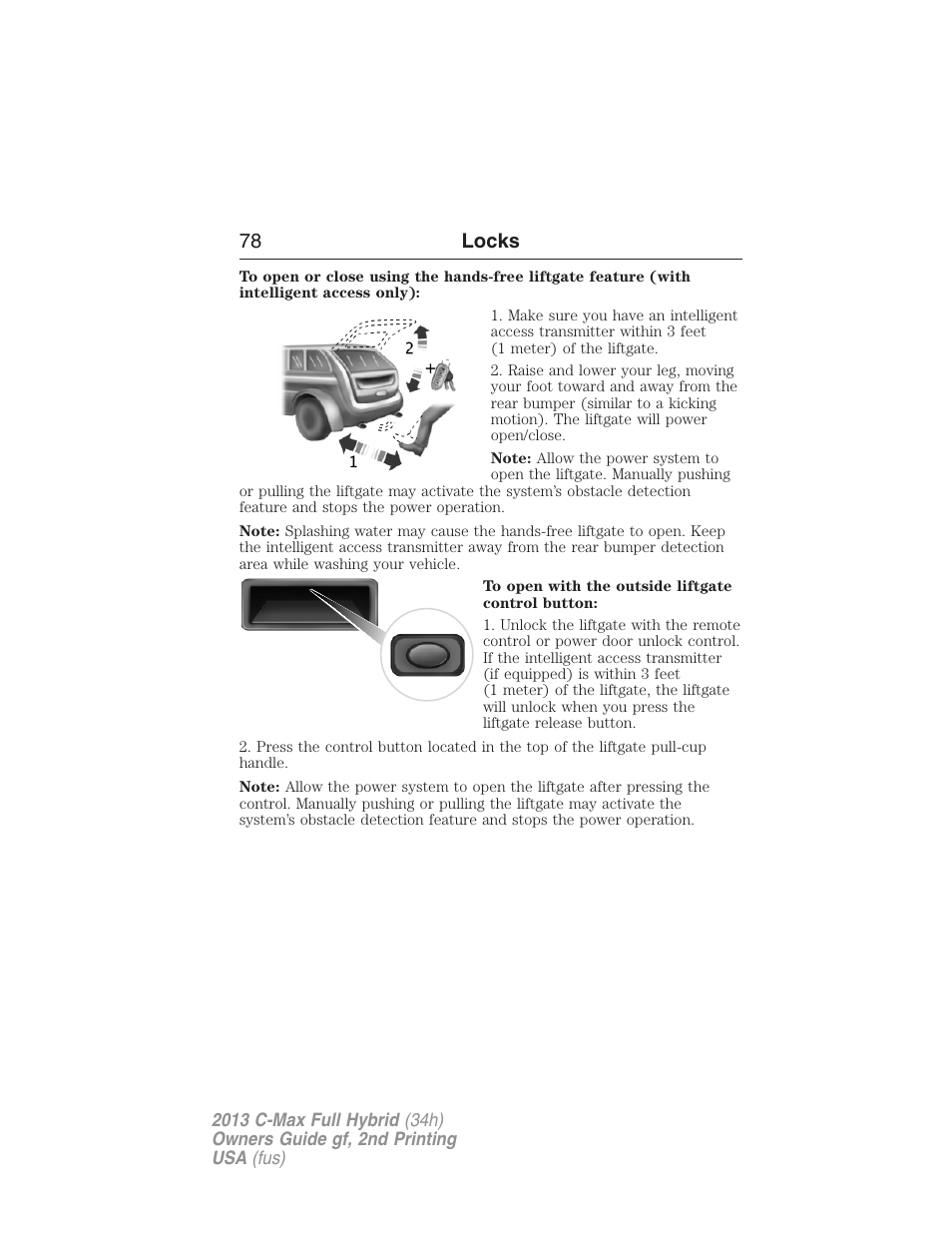 78 locks | FORD 2013 C-MAX Hybrid v.2 User Manual | Page 79 / 524