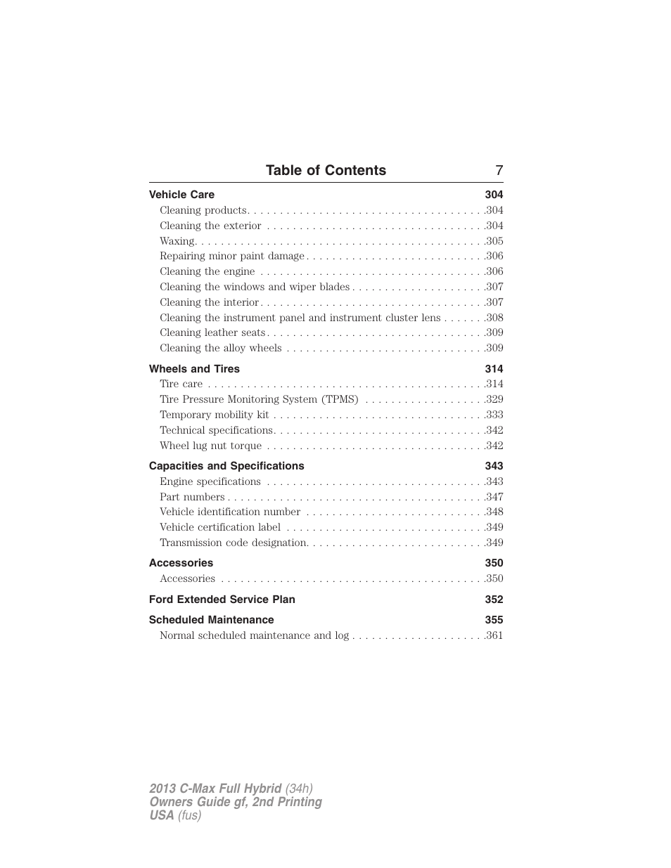 Table of contents 7 | FORD 2013 C-MAX Hybrid v.2 User Manual | Page 8 / 524