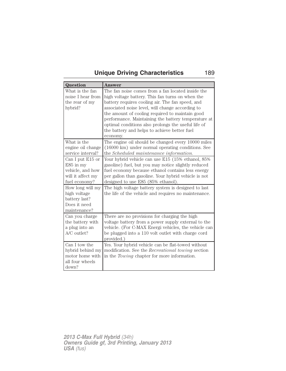 Unique driving characteristics 189 | FORD 2013 C-MAX Hybrid v.3 User Manual | Page 190 / 552