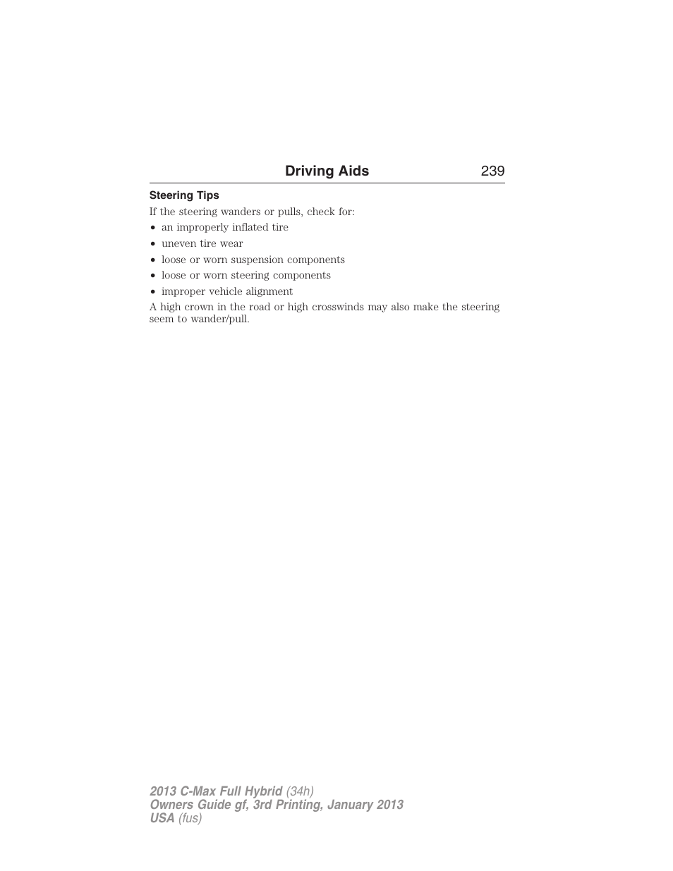 Steering tips | FORD 2013 C-MAX Hybrid v.3 User Manual | Page 240 / 552