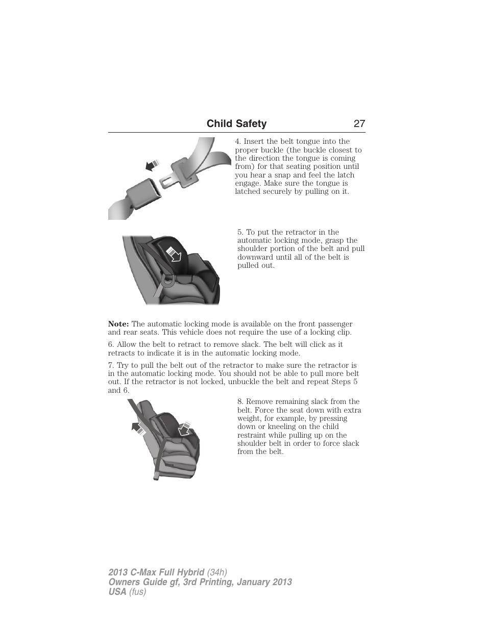 Child safety 27 | FORD 2013 C-MAX Hybrid v.3 User Manual | Page 28 / 552