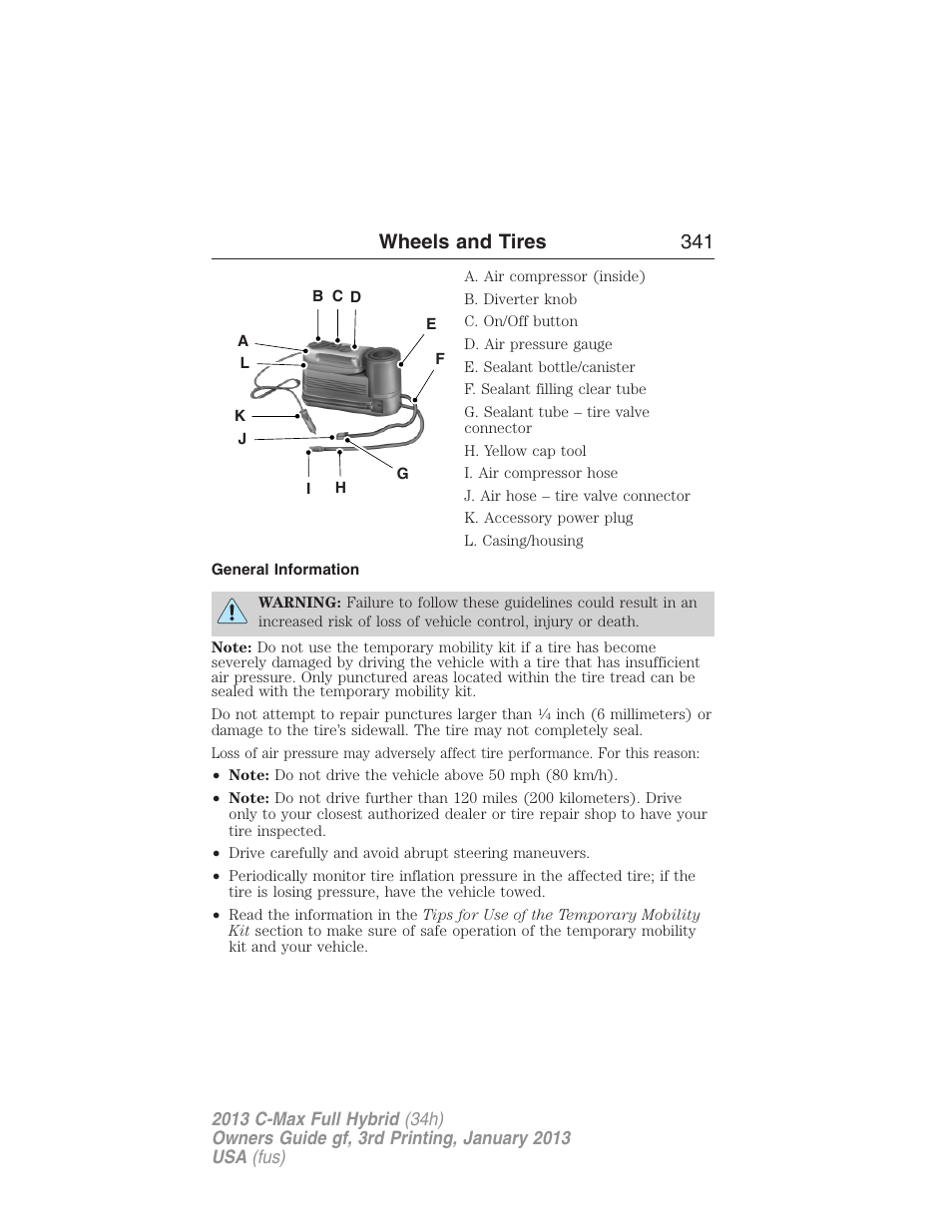 General information, Wheels and tires 341 | FORD 2013 C-MAX Hybrid v.3 User Manual | Page 342 / 552