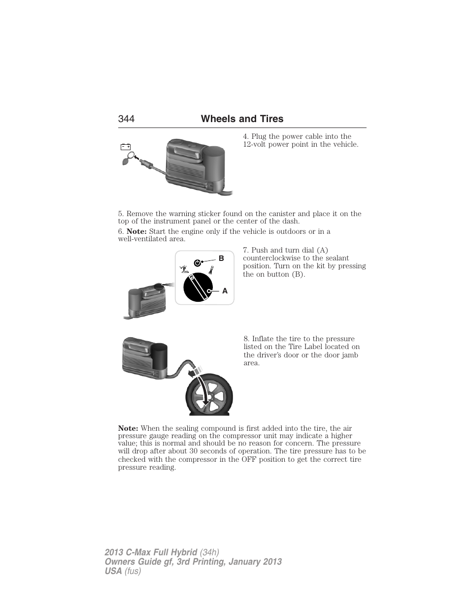 344 wheels and tires | FORD 2013 C-MAX Hybrid v.3 User Manual | Page 345 / 552