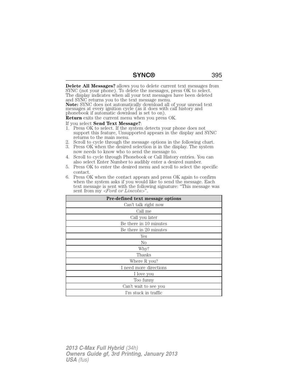 Sync® 395 | FORD 2013 C-MAX Hybrid v.3 User Manual | Page 396 / 552