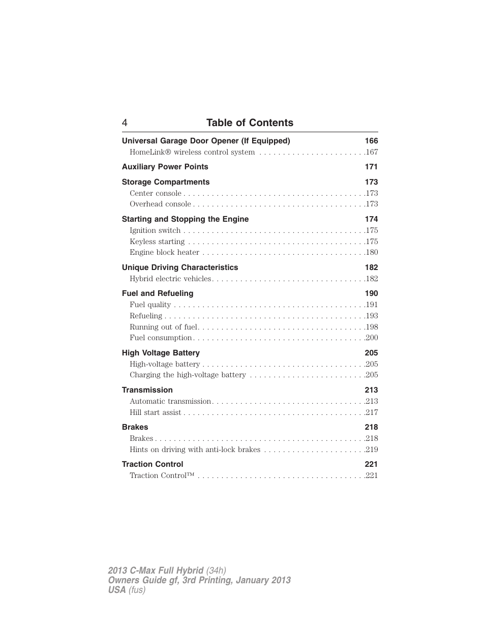 4table of contents | FORD 2013 C-MAX Hybrid v.3 User Manual | Page 5 / 552