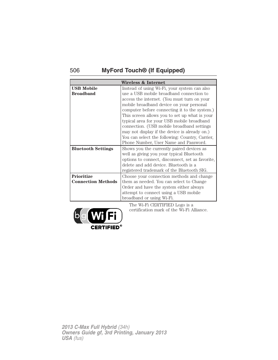 506 myford touch® (if equipped) | FORD 2013 C-MAX Hybrid v.3 User Manual | Page 507 / 552