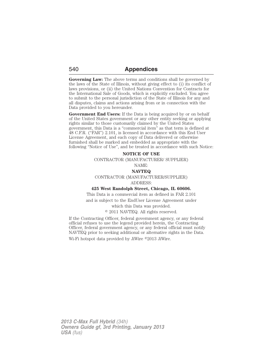 540 appendices | FORD 2013 C-MAX Hybrid v.3 User Manual | Page 541 / 552