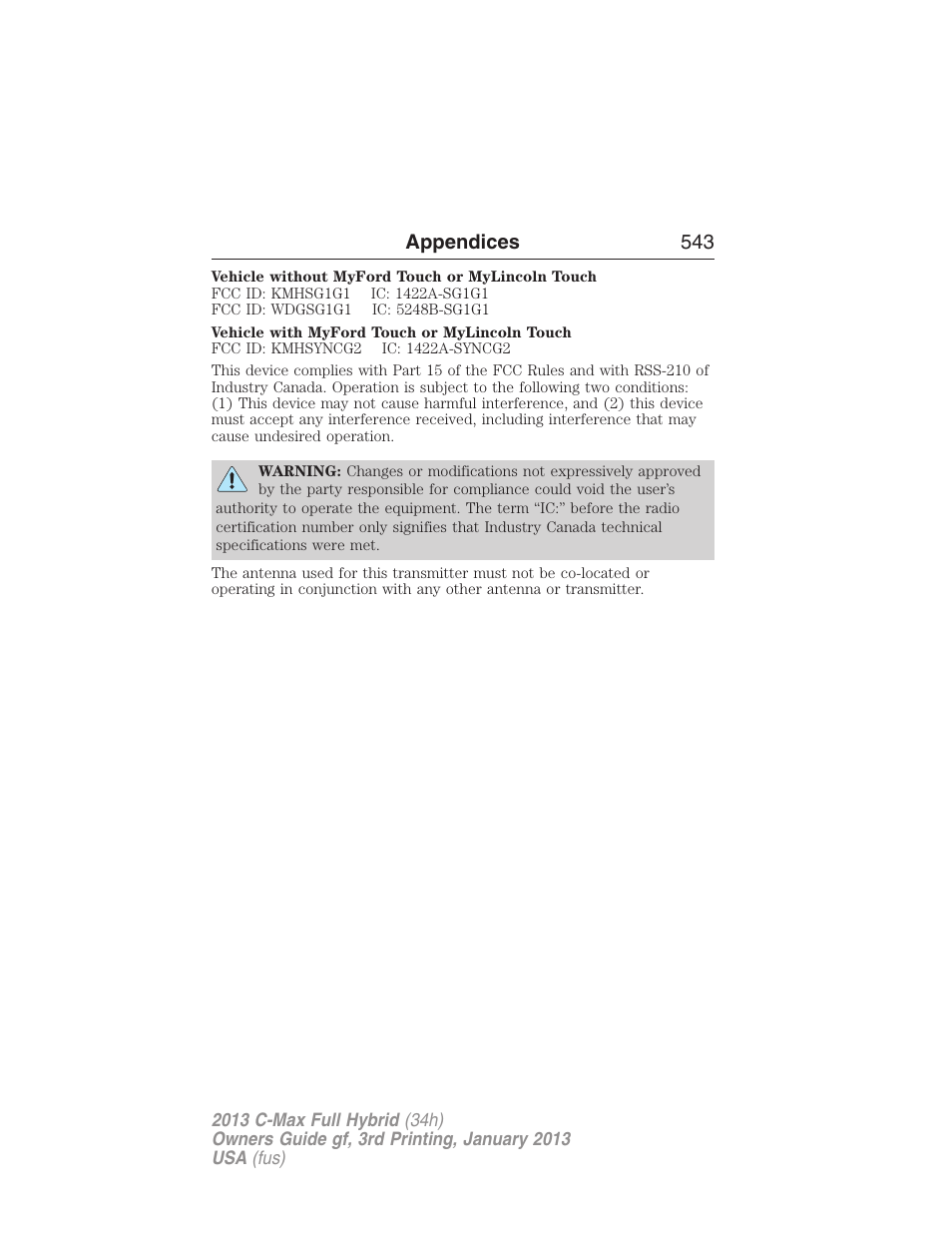 Appendices 543 | FORD 2013 C-MAX Hybrid v.3 User Manual | Page 544 / 552