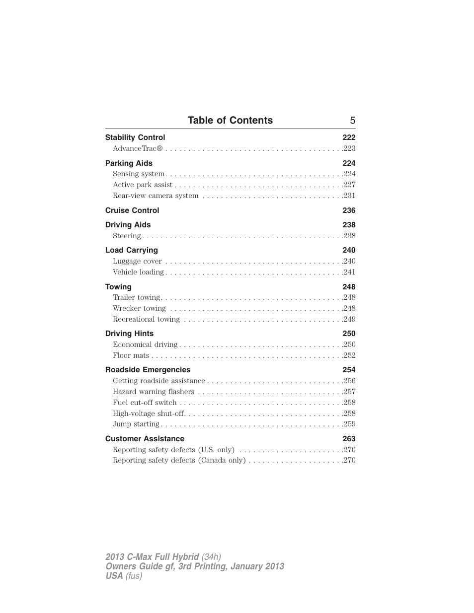 Table of contents 5 | FORD 2013 C-MAX Hybrid v.3 User Manual | Page 6 / 552