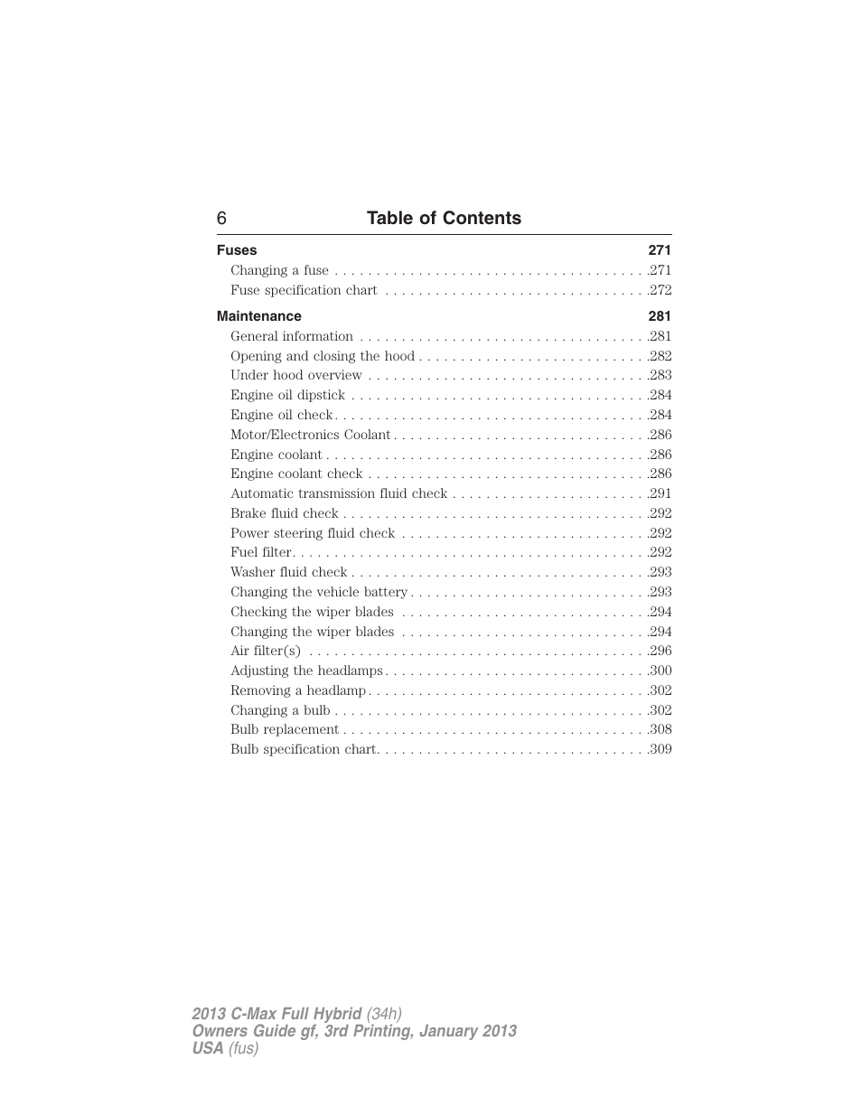 6table of contents | FORD 2013 C-MAX Hybrid v.3 User Manual | Page 7 / 552