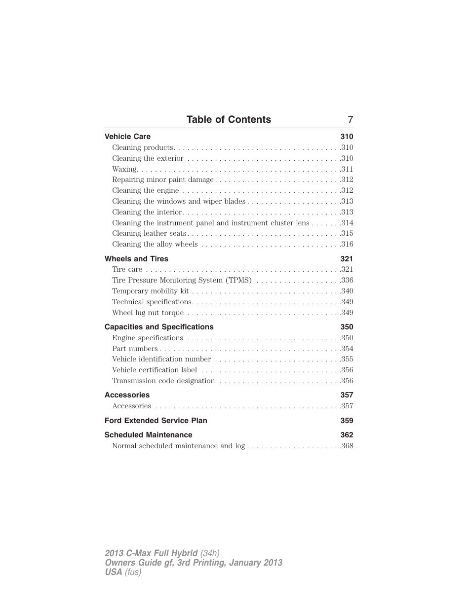 Table of contents 7 | FORD 2013 C-MAX Hybrid v.3 User Manual | Page 8 / 552