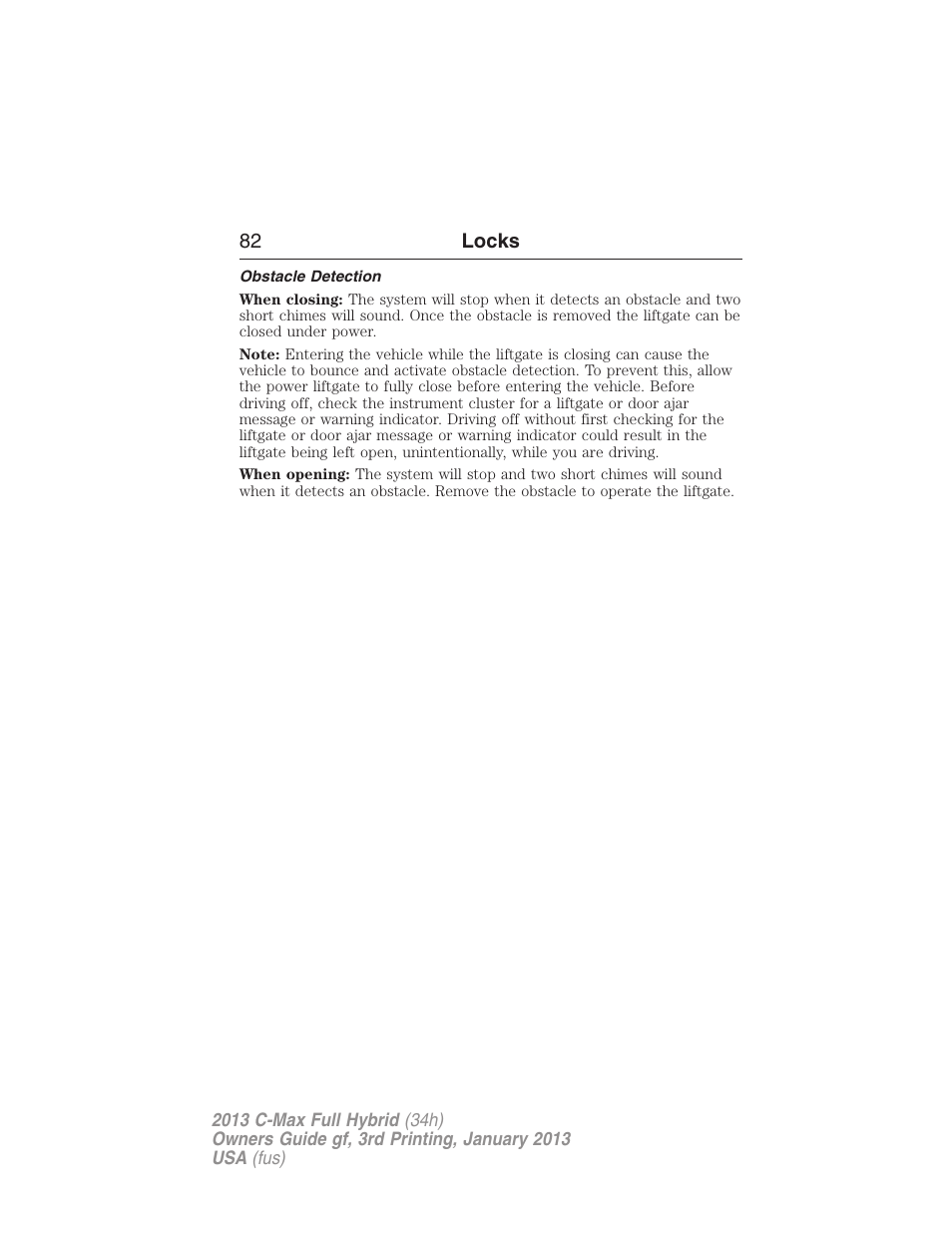 Obstacle detection | FORD 2013 C-MAX Hybrid v.3 User Manual | Page 83 / 552