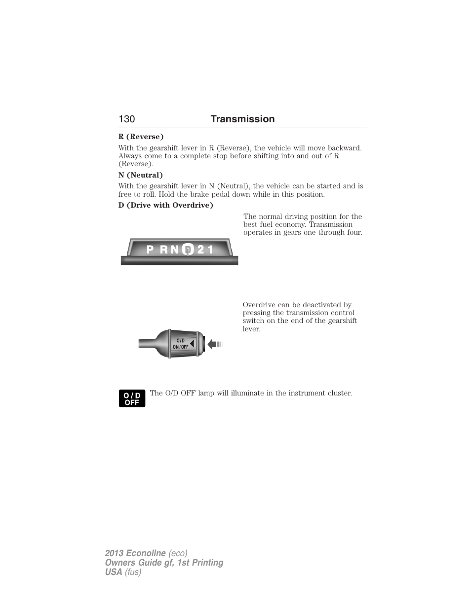130 transmission | FORD 2013 E-450 v.1 User Manual | Page 130 / 416